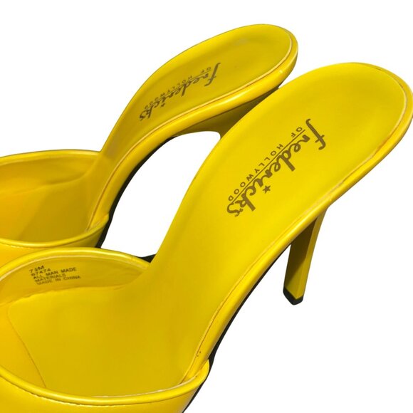 Fredericks of Hollywood Vintage 1990s Womens Mule Stiletto Size 7.5 Yellow New - Picture 6 of 8